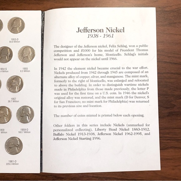 Jefferson Nickel 1938-1961 Coin Folder Full Collection Only $5.95 S&H! - Picture 10 of 13